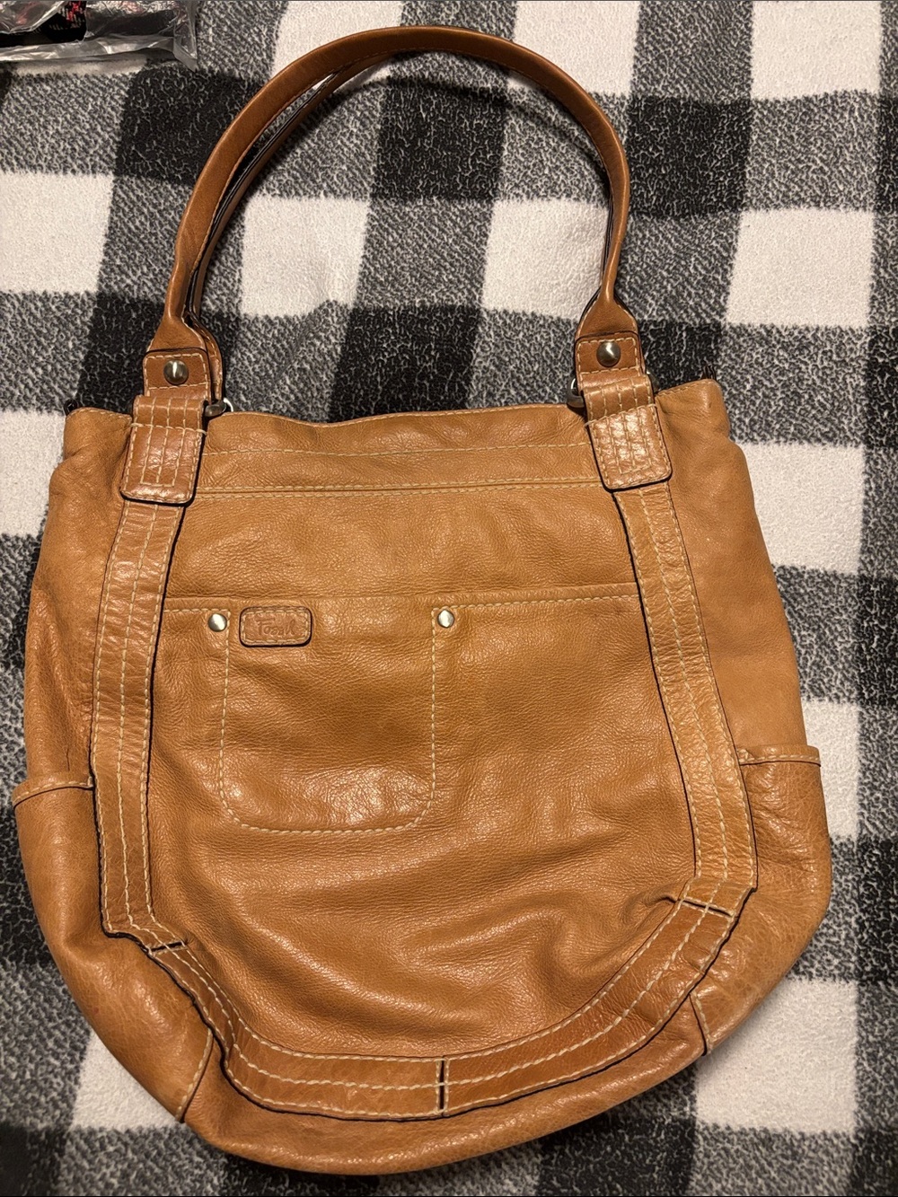 Fossil Tan Leather Hobo Style Shoulder Bag EUC